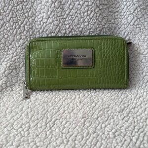 Liz Claiborne Green Croc-Embossed Wallet see details